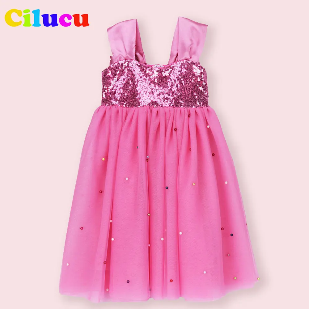 Sequin Dresses for Toddler Girl Tutu Beaded Rose Gold Sparkly Dress Birthday Tulle Kids Flower Bridesmaid 3t 4t 7 | Детская одежда и