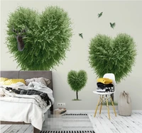 customized large mural wallpaper childrens room heart shaped big tree flying bird background wall high end waterproof material