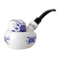 chinese classical smoking pipes ceramic tobacco pipe smoke and ceramic pipe rack stand holder 9 mm activated carbon filter a set