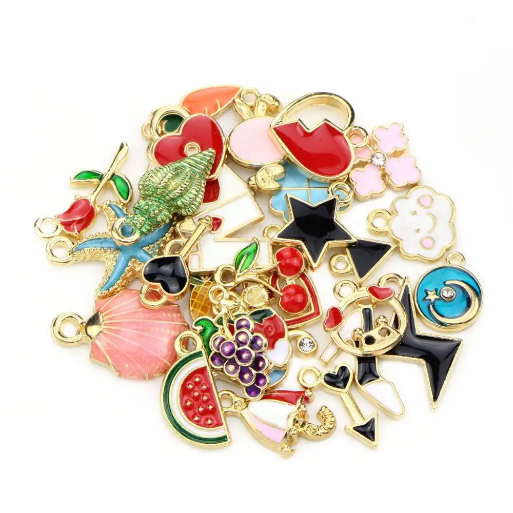 

10pcs Mixed Enamel Charms Plant Flower Pendants Accessories For Diy Bracelet Earrings Jewelry Making Findings Wholesale