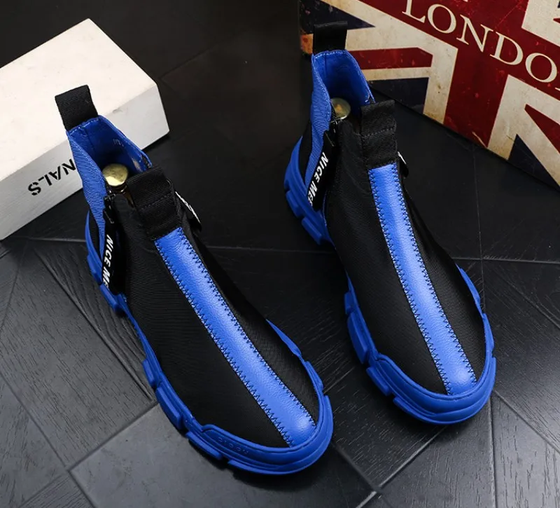 

luxury designer men warm leather fashion men high top shoes Korean version trend youth casual men shoe cowboy