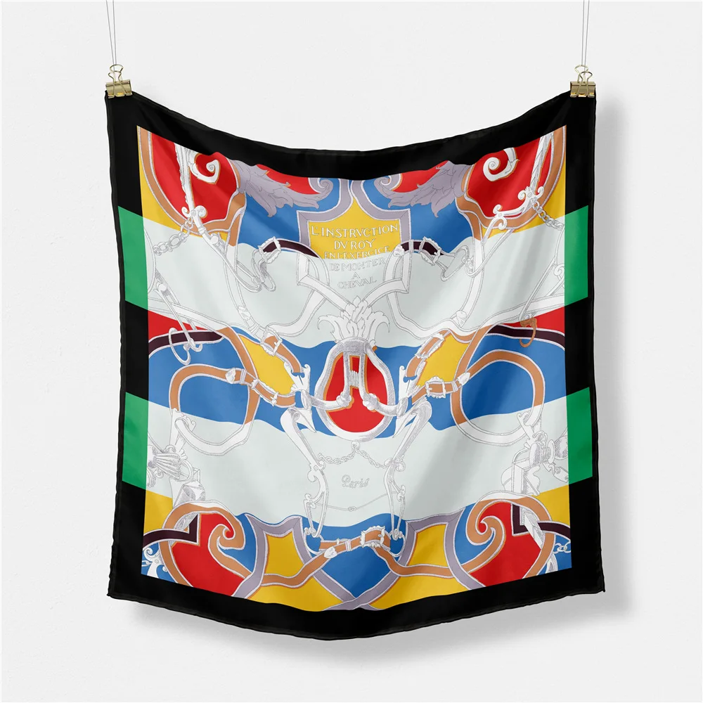 

53cm New Design Chain Print Women Scarf 2021 Fashion Brand Silk Scarf Hair Square Scarf Hijab Neckerchief For Ladies Bandana