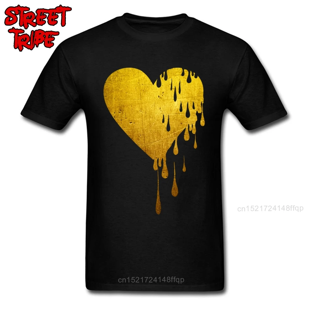 Heart T-shirt Print Men Punk Tshirts Vintage Tops Cotton Clothes Lover Tee 2018 Newest Bleeding Gold Short Sleeve T Shirts | Мужская