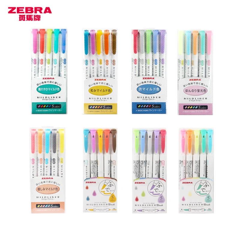 

Двусторонний хайлайтер Zebra 25 цветов, ручки Mildliner Plus, 15 цветов, набор кистей Mildliner