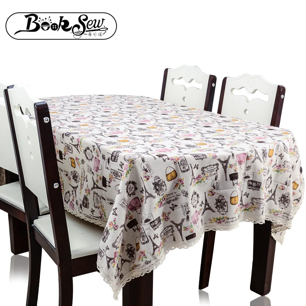 

Booksew Tablecloth With Lace Dining Table Cloth Thick Linen For Wedding Kitchen Party Romantic Life Rectangular Cover Square