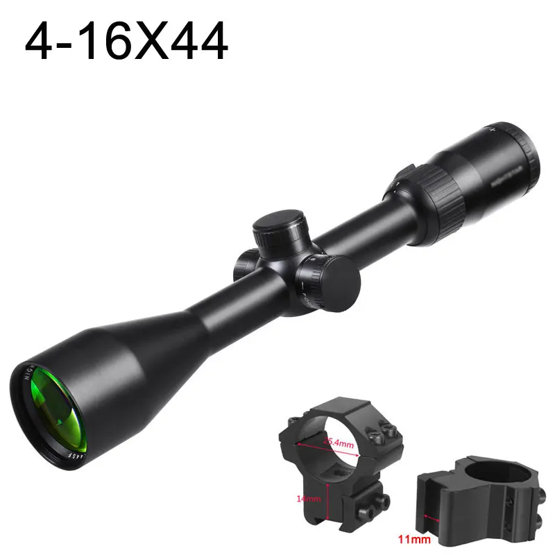 Low 11mm Rings Скидка охотничий прицел 4-16X44SF боковой Параллакс Mil точка сетка тактические винтовки прицелы одна трубка оптика страйкбол Воздушный пистолет прицел - Цвет: Low 11mm Rings