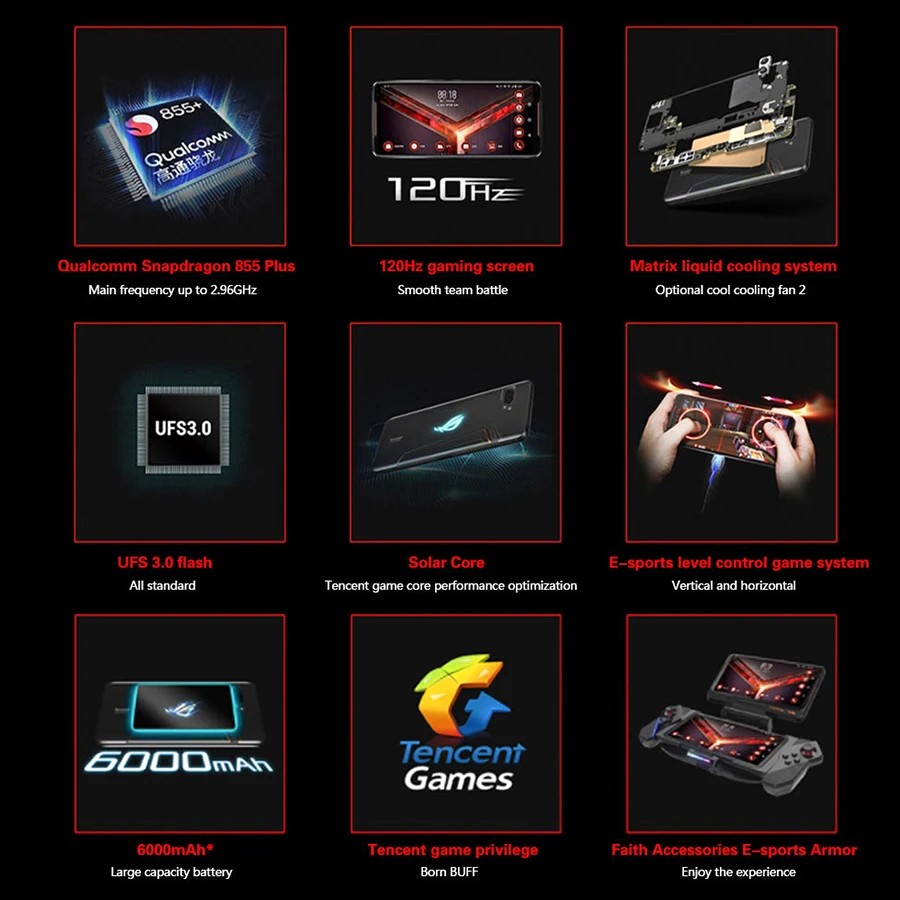 Asus ROG телефон 2 6 59 &quot8 ГБ ОЗУ 128 Гб ПЗУ игровой Snapdragon 855 + NFC II ZS660KL 6000 мАч LTE мобильный