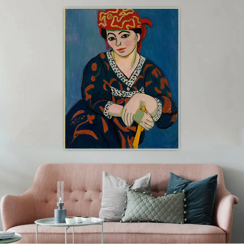 

Canvas Oil Painting Henri Matisse"Red Madras Headdress"Wall Aesthetic Backdrop Unframed Picture Home Room Interior Decoration