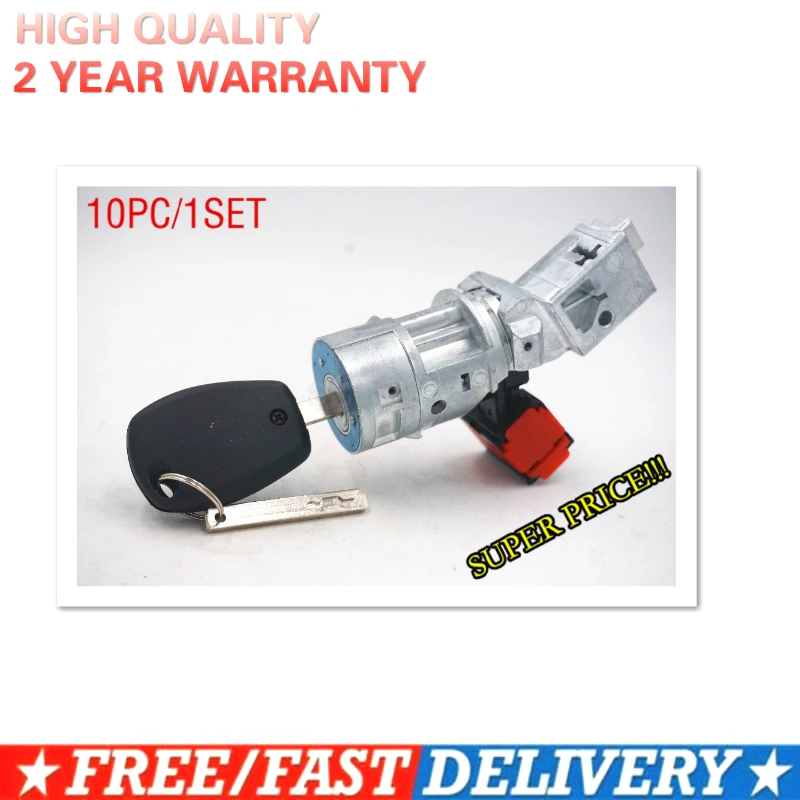 

10pcs/1set Ignition switch for Renault clio MK3 Modus Kangoo Twingo 2005-2012 ignition barrel key 8200214168 7701208408