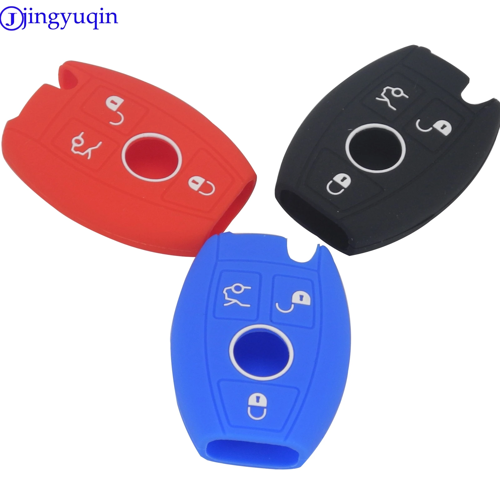 

jingyuqin Key Case For Car Silicone 3 Buttons Key Cover For Mercedes Benz W203 W211 Clk C E S Class Car Key Cover