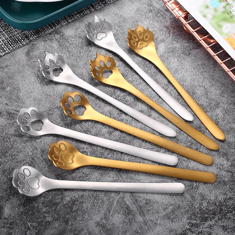 

Creative Coffee Spoon Stainless Steel Coffee Gold Spoons Cat/Dog Paw Colander Tiny Tea Spoon Tableware Decoration Mini spoon