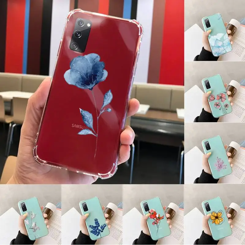 

Watercolor flowers gold leaves Phone Case Transparent For Samsung S 10 9 20 11 7 8 21 6 P Edge PLUS ULTRA 4G 5G