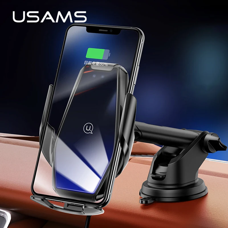 USAMS 2 в 1 Qi Беспроводное Автомобильное зарядное устройство для iPhone XS Max samsung S9 15 Вт