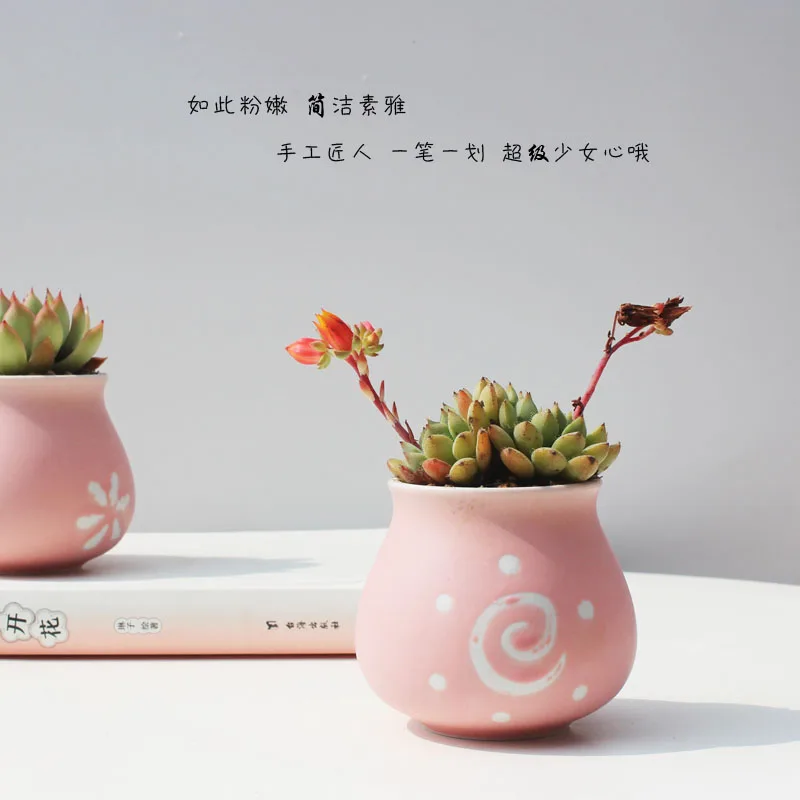 Керамический горшок Sublight розового цвета мясистый цветочный для молодых девушек