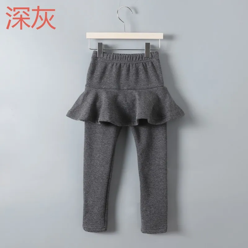Dark gray Осенние хлопковые детские штаны леггинсы для малышей зимние Утепленные штаны для малышей штаны для девочек леггинсы юбка-брюки для девочек теплая одежда - Цвет: Dark gray