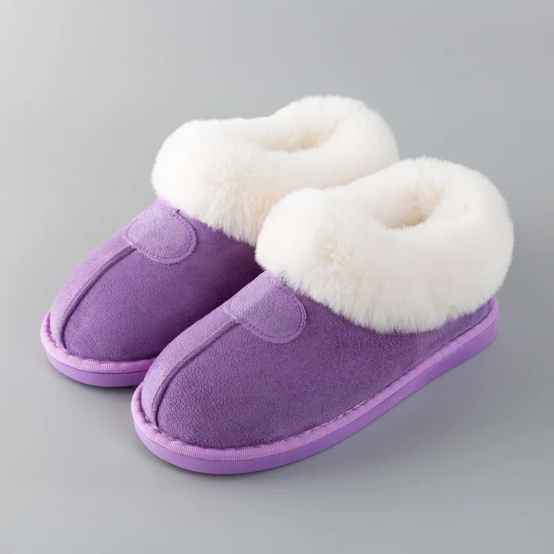 

New Women Fur Slippers Winter Warm Shoes Suede Plush House Indoor Outdoor Ladies Cotton Thickened Plush Shoes Zapatillas Mujer