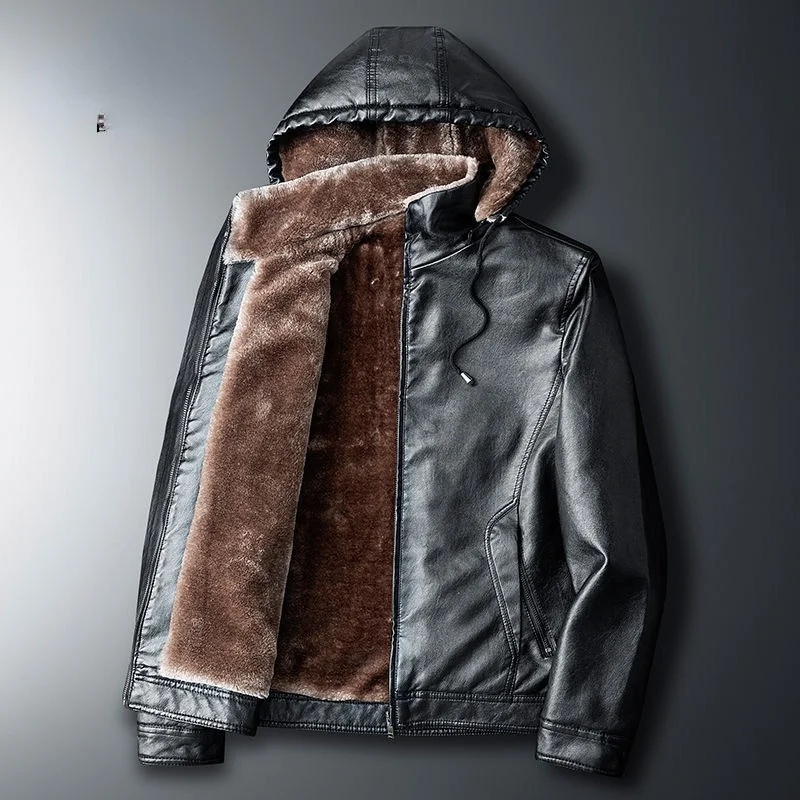 

2022 Men Winter Leather Jacket Male Casual Motorcycle Inner Fleece PU Coat Faux Leather Jackets Mens Clothing Streetwear Q84