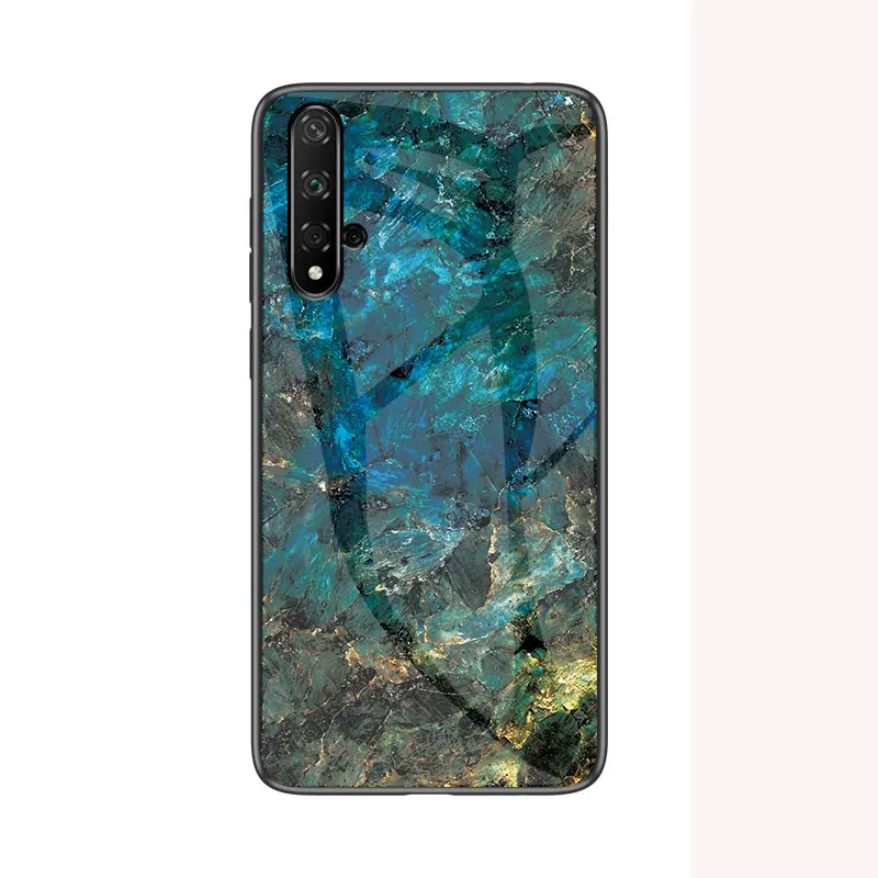Зеленый Чехол KEYSION из закаленного стекла с мрамором для Honor V30 20 9X Pro 10i V20 8X защитная задняя крышка для huawei Mate30 20 P30 Pro Y9 - Цвет: Зеленый