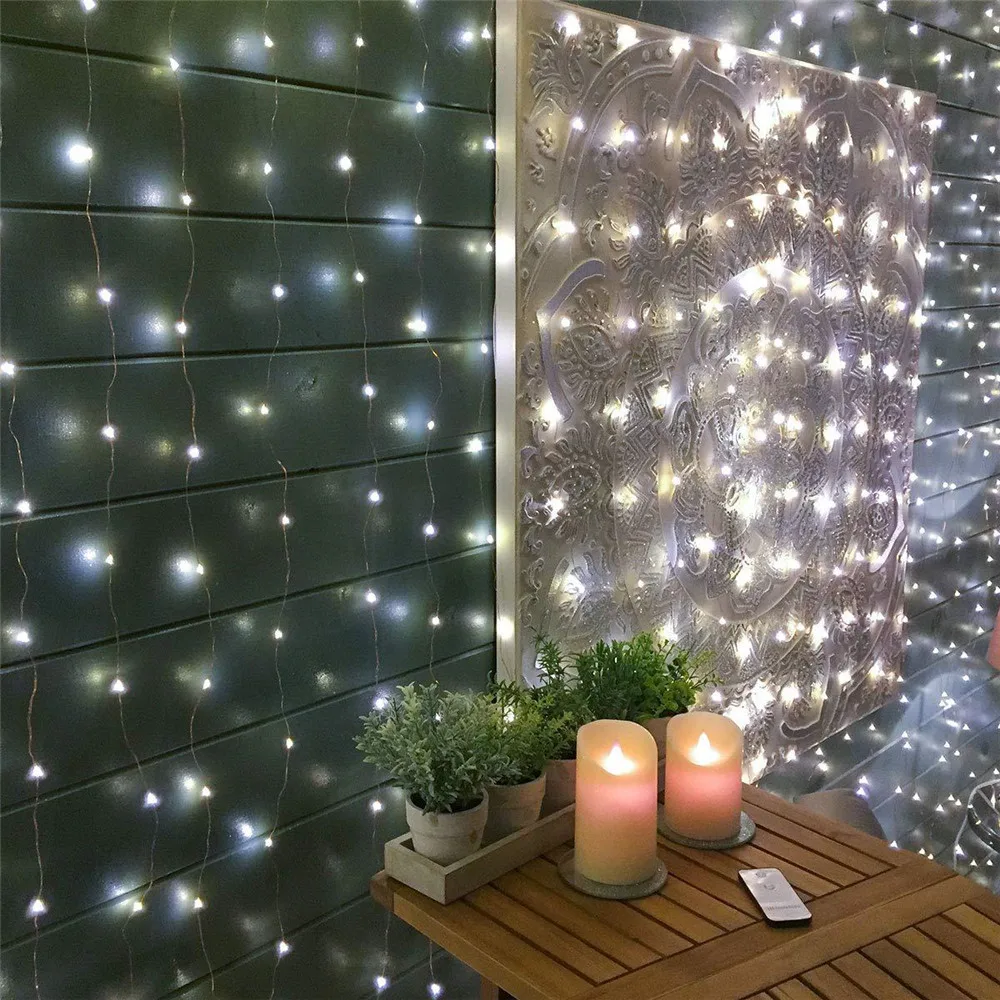 3x2/3x3 м Солнечная сосулька, занавеска, сказочный светильник 200/300 LED, сделай сам, для Рождества, свадьбы, дома, окна, вечерние, для декора сада, водонепроницаемая лампа