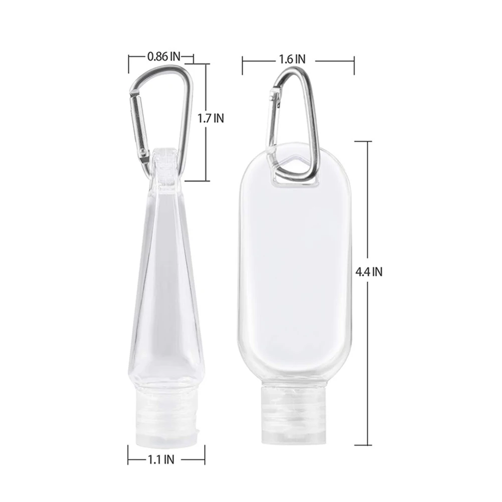 

10Pcs 50ml Travel Empty Transparent Hook Bottle Liquid Soap Facial Cream Shampoo Outdoors Water Bottle Buckle Hook Holder Tool