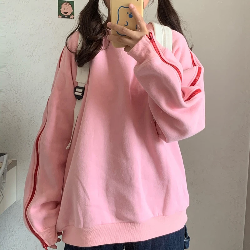 

Толстовка в стиле Харадзюку, Женский пуловер на осень/зиму, стандартный свитшот, Женский пуловер с длинным рукавом, бархатный Толстый Пулов...