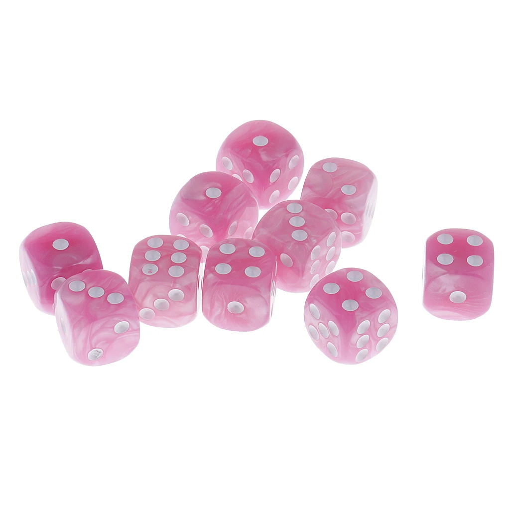 Pink 10 шт. пластиковые 6-сторонние цифровые игральные кости D6 для вечерние настольные игровые аксессуары D& D MTG RPG игровые принадлежности - Цвет: Pink
