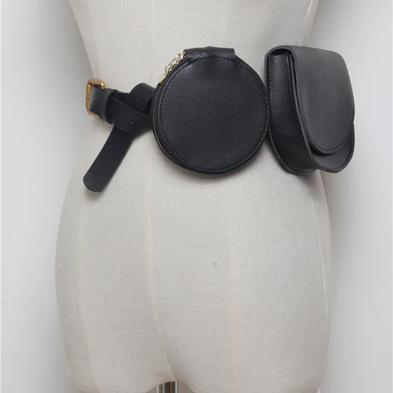 Black Waist Bags Винтажная поясная сумка, роскошные женские Поясные Сумки из искусственной кожи, модная дизайнерская мини-сумка с круглым вырезом, Женская Повседневная сумка-монетница - Цвет: Black Waist Bags