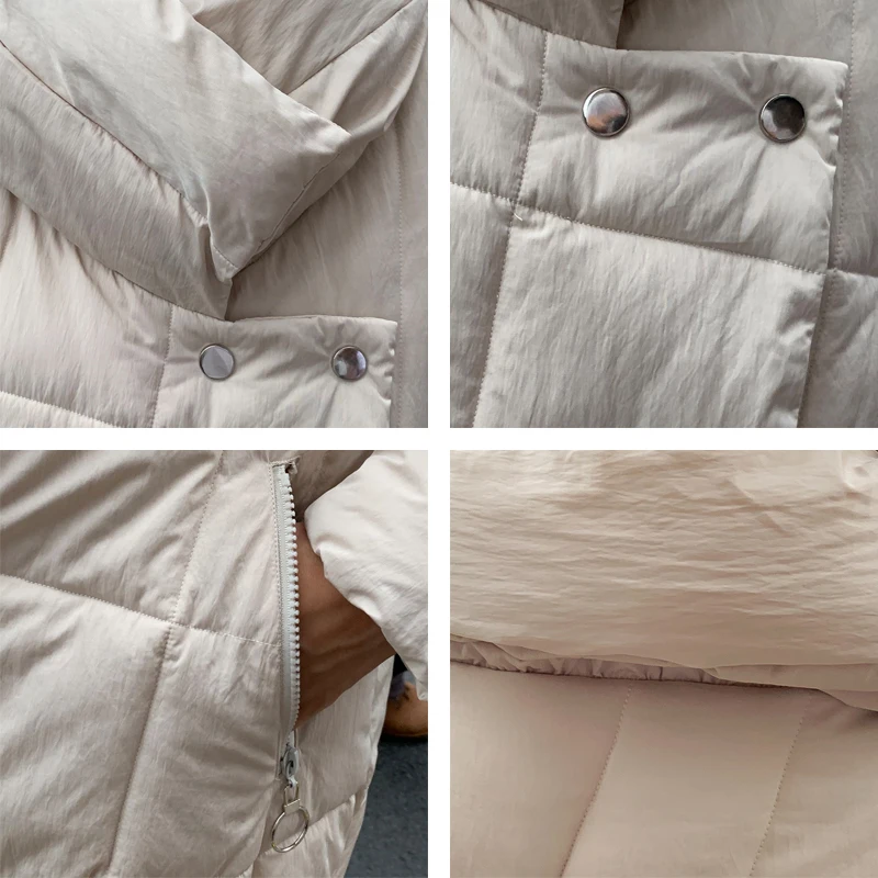 

Covered Button X-long Women's Winter Jacket Solid Plus Size Casual Parkas Woman Stand Collar Cotton Padded Thick Coat Ladies