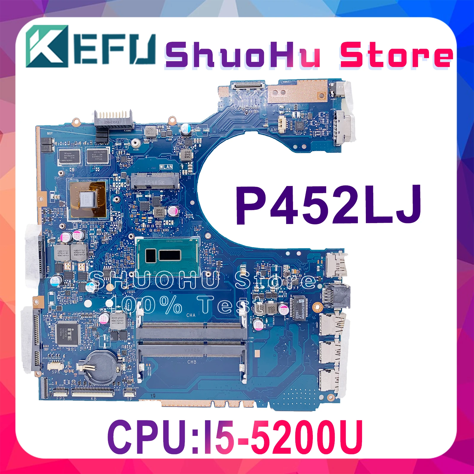 

KEFU P452LA Mainboard For ASUS P452L P452 P452LJ PU452L PRO452L I5-5200U Laptop Motherboard Tested 100% Work Full Function