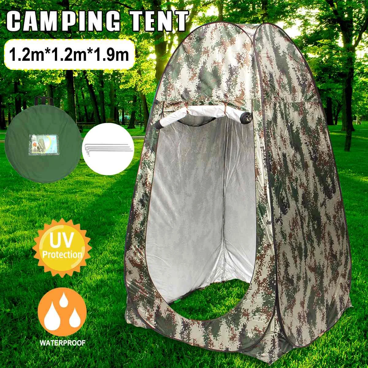 

Portable Privacy Shower Toilet Camping Tent Quick Open Up Camouflage Dressing Photography Tents Waterproof Outdoor Changing Room