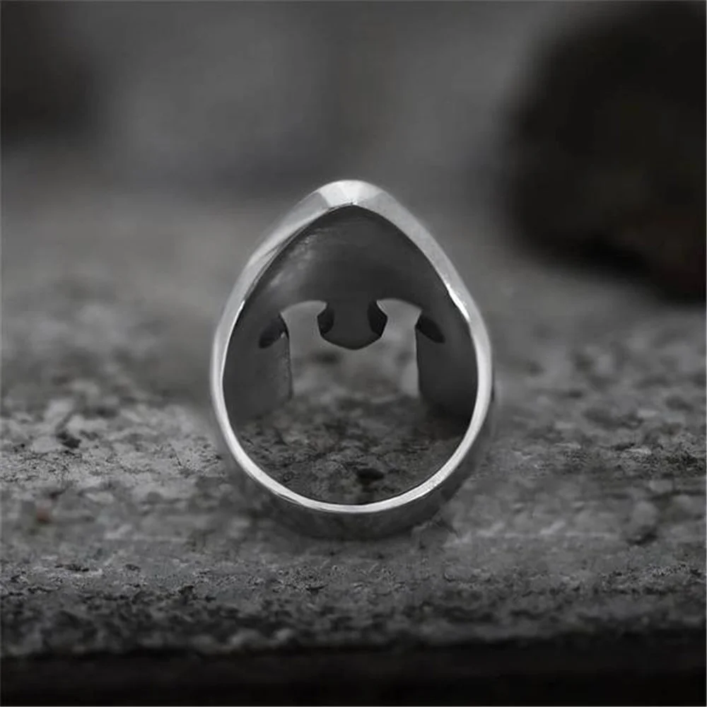 

Trendy Fashion Domineering Retro Rings Exaggerated Metal Texture Mask Ring Men's Popular Hip-Hop Style Punk Rock Jewelry Gift