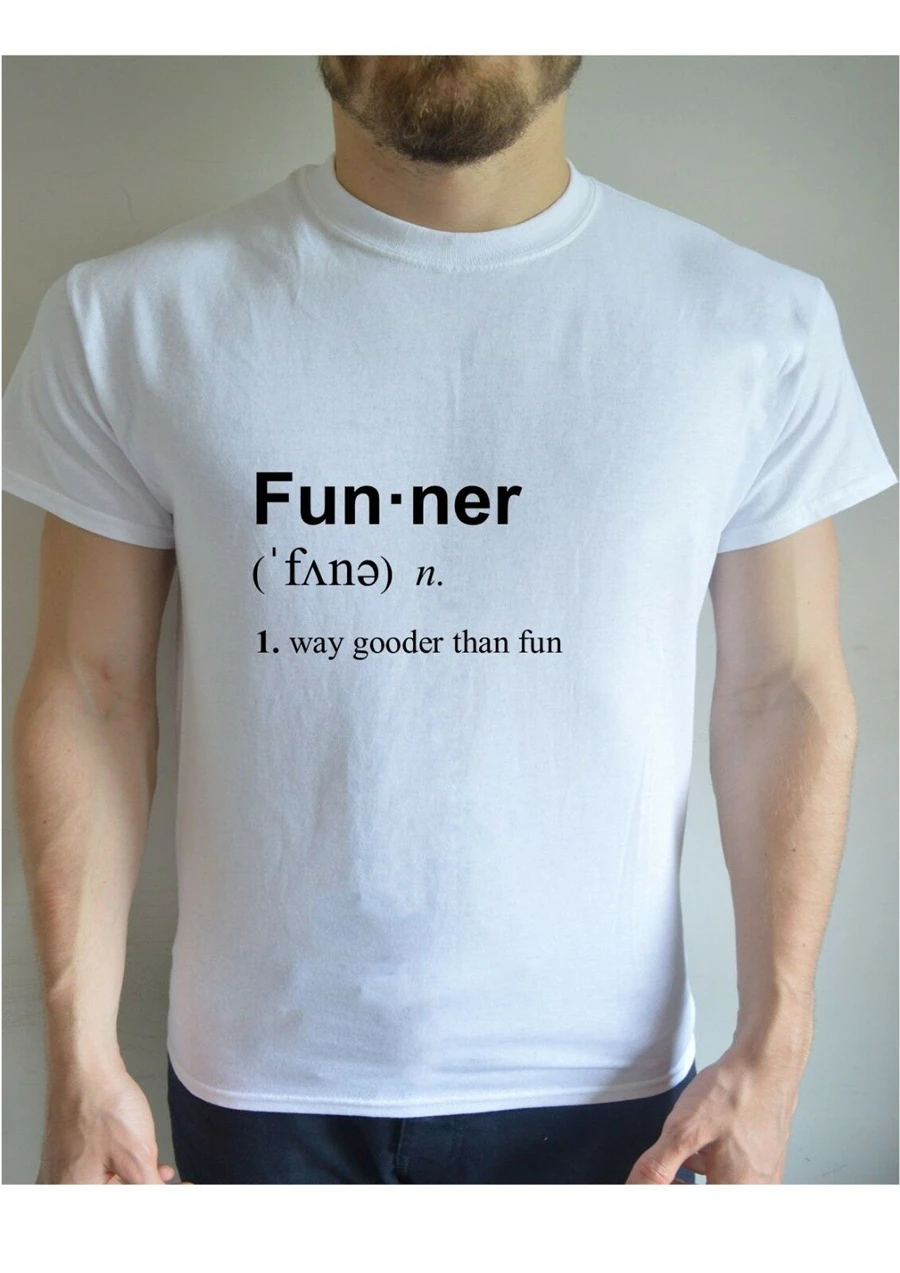 Мужская футболка с забавным принтом Funner Definition надписью Humour Silly Birthday Gyms для