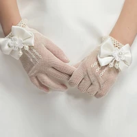 in stock flower girl first communion gloves with bow pearls tulle special occasion gloves for wedding