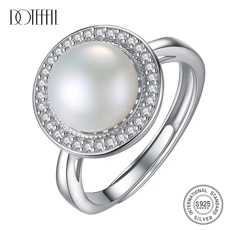 

Кольцо с натуральным пресноводным жемчугом DOTEFFIL, 100%, 925, серебряное кольцо из циркона
