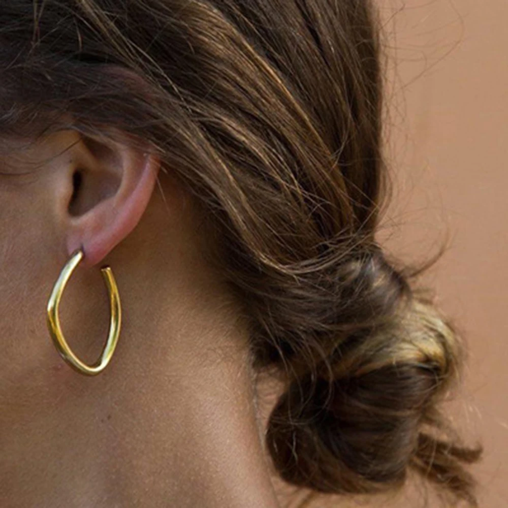 

Geometric Earrings 1Pair New Trendy Street Circle Shot Alloy Stud Ear Hoop For Womens 2021 Popular Fashion Personality Jewelry