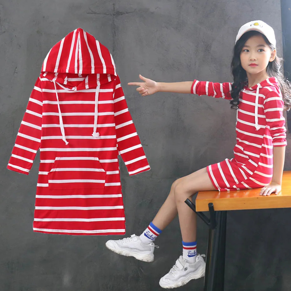 Платья для девочек приталенное платье в полоску длинные худи детское вечерние