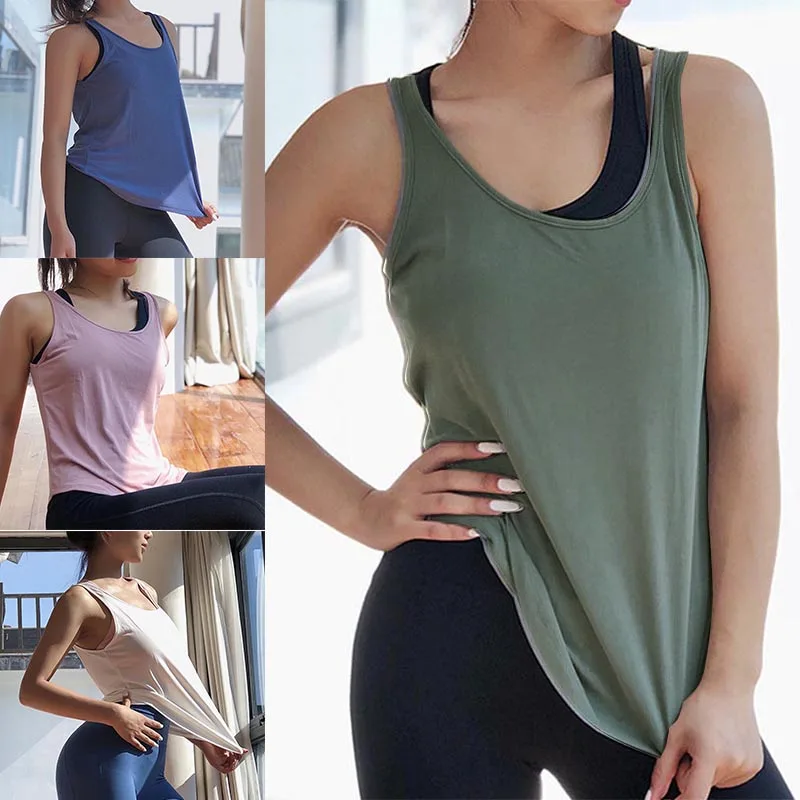 

Hot Selling Women Lady Sleeveless Loose Quick Drying Vest for Summer Yoga Running Sports