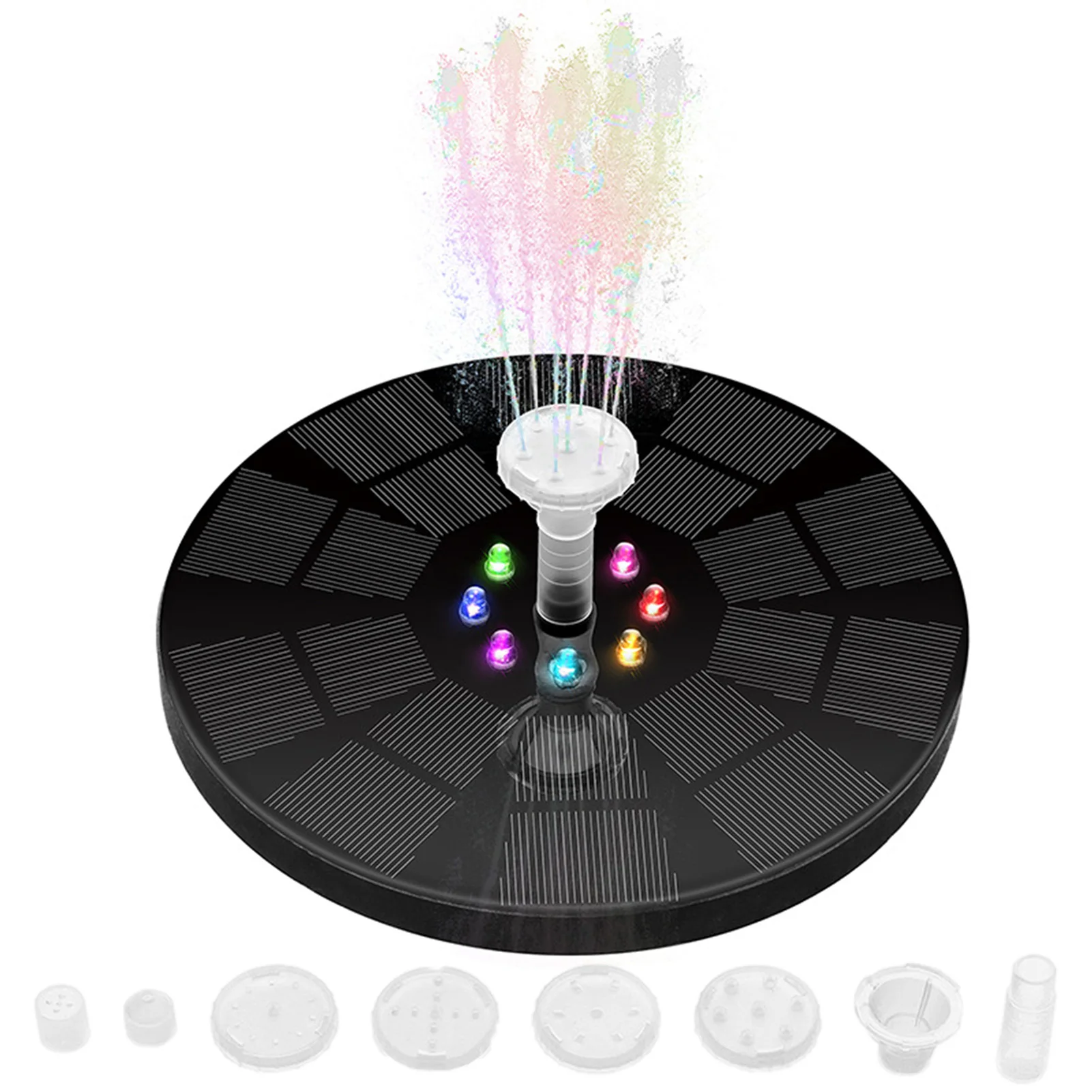 

5V 3W Solar Fountain Upgraded Colorful Lights Floating Garden Fountain Bird Bath Pond Decor Solar Powered Fountain Pump