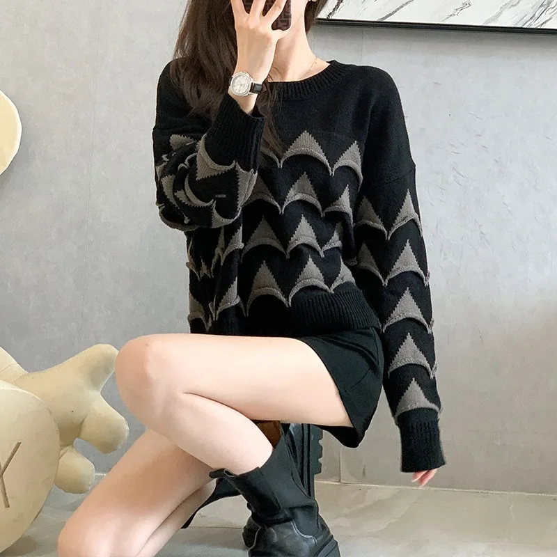 

Fashion autumn and winter new lazy style loose knit sweater women one