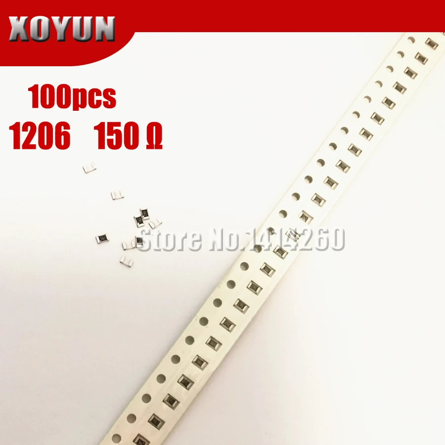 100 шт. 1206 SMD резистор 1% 150 Ом чиповый 0 25 Вт 1/4 150R 151|Резисторы| |