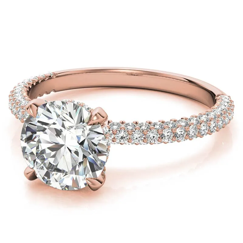 

NASIYA Round Pave Moissanite Engagement Ring with Hidden Halo 14K 18K White Gold Rose Gold Wedding Ring for Women