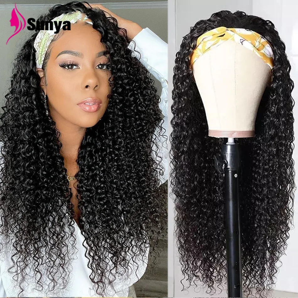 

8"-30" Inch Kinky Curly Human Hair Headband Wig Headband Wig Human Hair for Black Women Brazilian Hair Wig No Glue Real Hairline