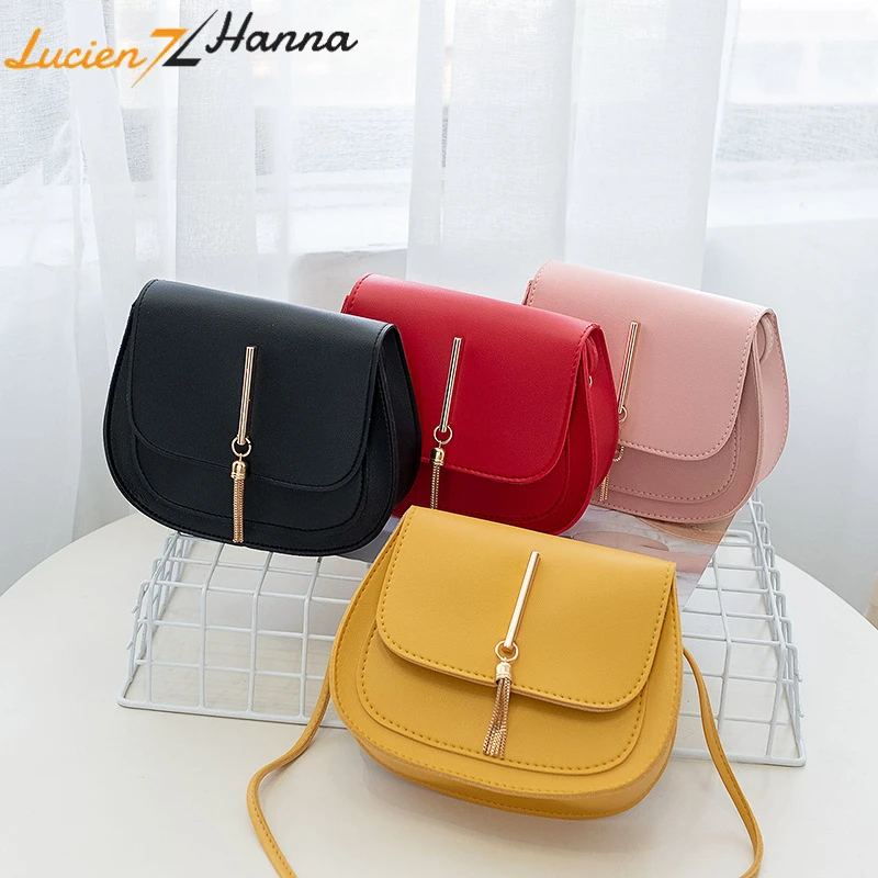 Новый модный кожаный седельный мешок Женская мини сумка с кисточками сумки через