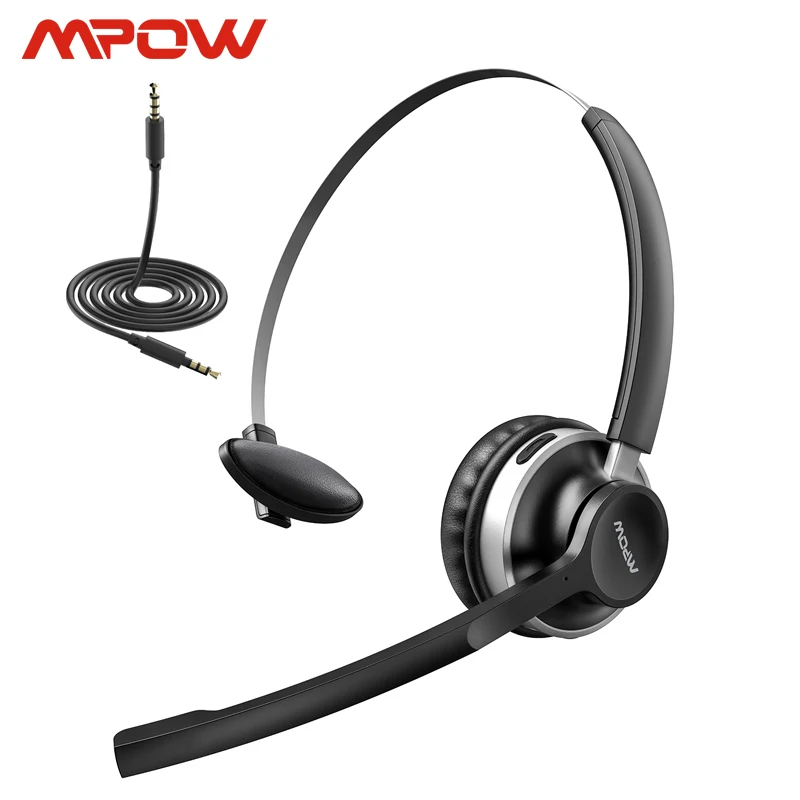 Mpow HC3 Bluetooth 5,0, наушники с двойным шумоподавлением, микрофон, прозрачная Беспроводная и Проводная гарнитура для ПК, ноутбука, телефонов колл-центра