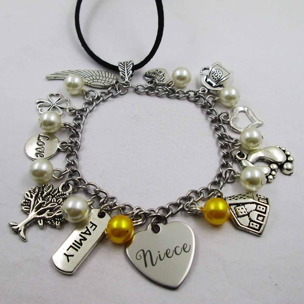 Племянница семейная тема для дома Любовь кожа Нержавеющая сталь цепь зеркало