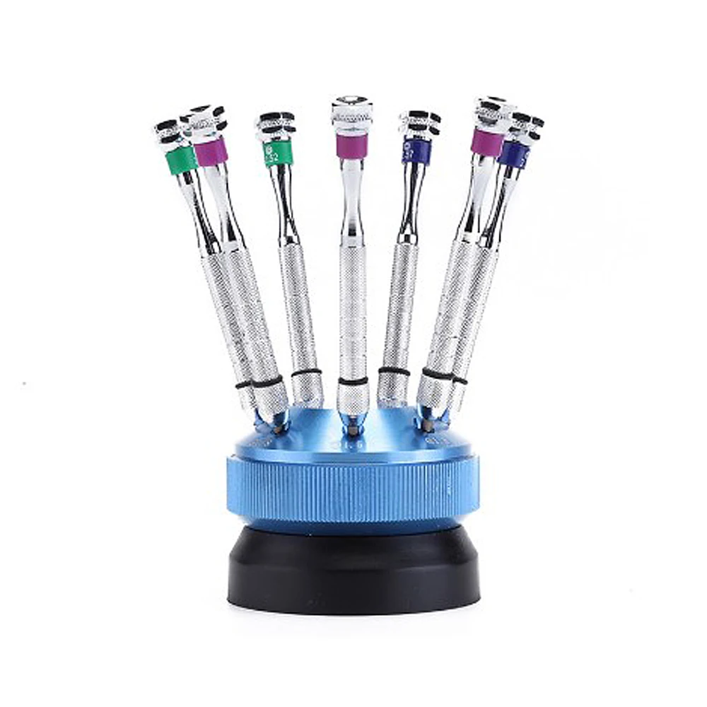 

Professional screwdriver set with swivel stand,easy to use,available for glasses,watches etc 7pcs screwdriver set