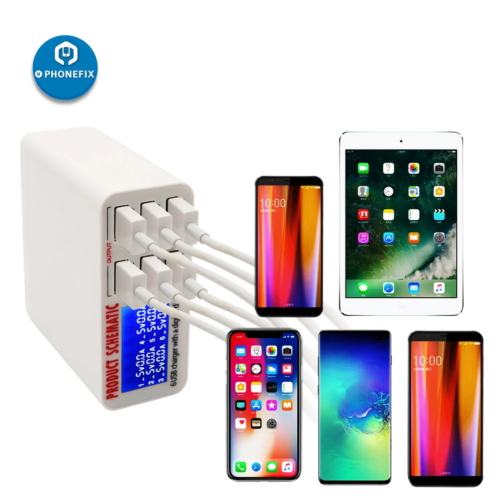 Быстрое зарядное устройство с 6 USB портами и ЖК дисплеем|Наборы ручных