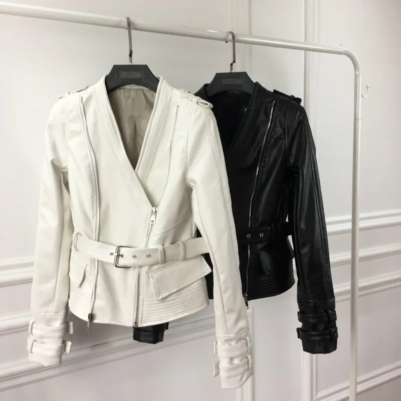 Весенняя Новинка брендовые байкерские женские Куртки из искусственной кожи с