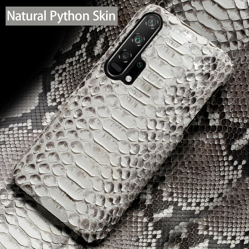 

Leather Phone Case For Huawei Honor 30 30S X10 20 20i 10 10i 9 8 Lite 9X 8X Max 7X 7A V30 Pro V20 V10 Natural Python Snake Skin