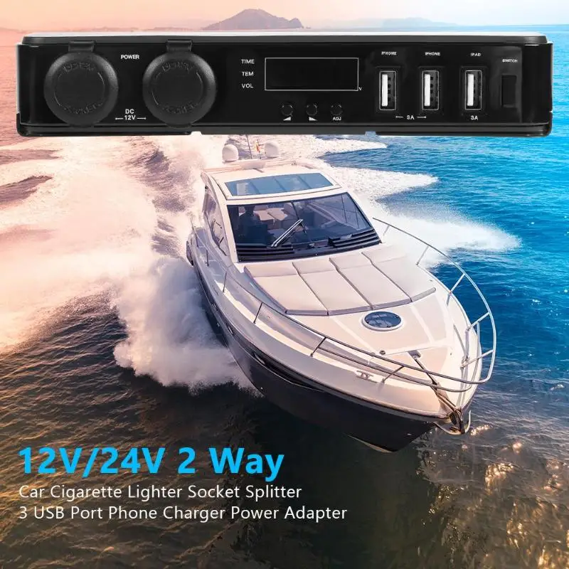 12 V/24 V 2 Way розетка для автомобильного прикуривателя Разветвитель USB зарядное устройство адаптер Прямая поставка